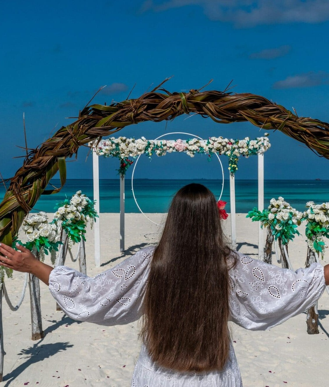 Beach wedding flower arch in Tangier Morocco by Flowers Tangier
