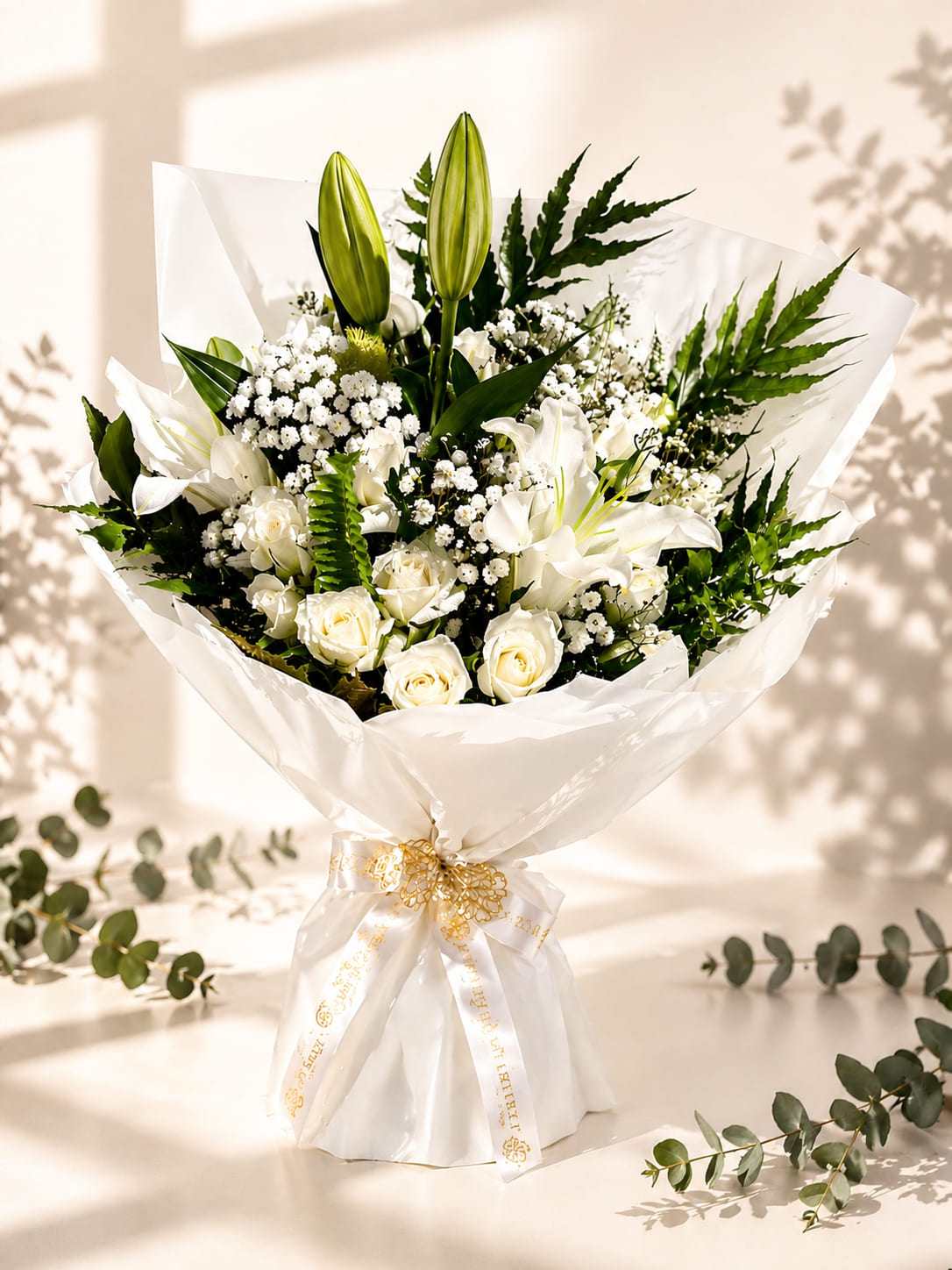 Lilia white and green wedding bouquet by Flowers Tangier in Tangier