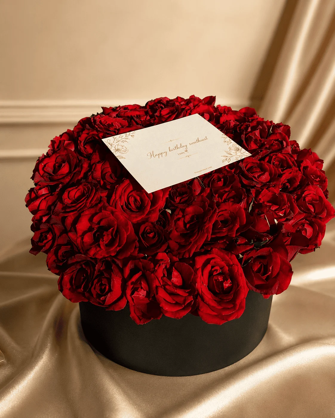 Luxury red rose box arrangement for flower delivery in Tetouan