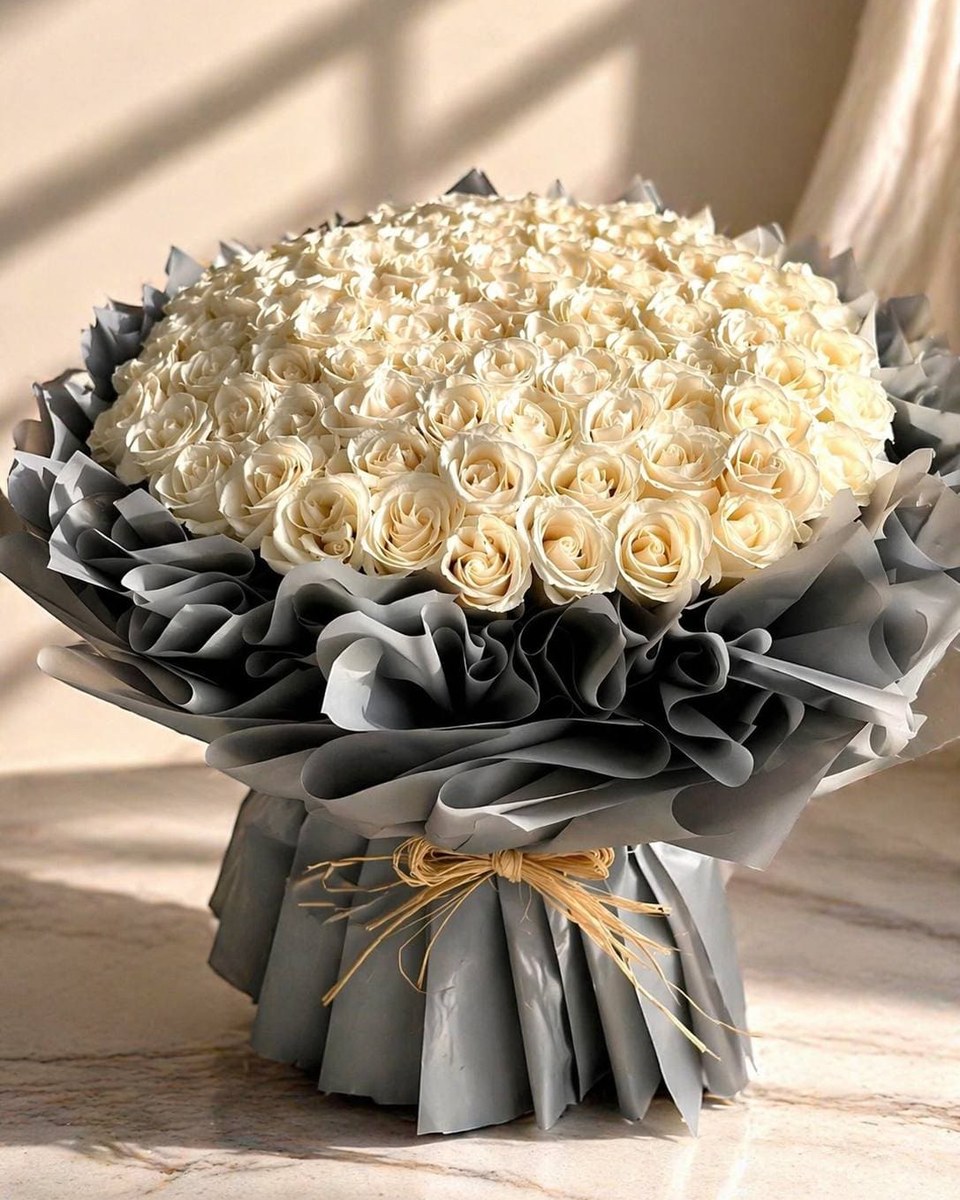 Ivory Royale white rose bouquet by Flowers Tangier for luxury flower delivery in Tangier, same-day flower delivery Tangier, and send flowers to Tangier