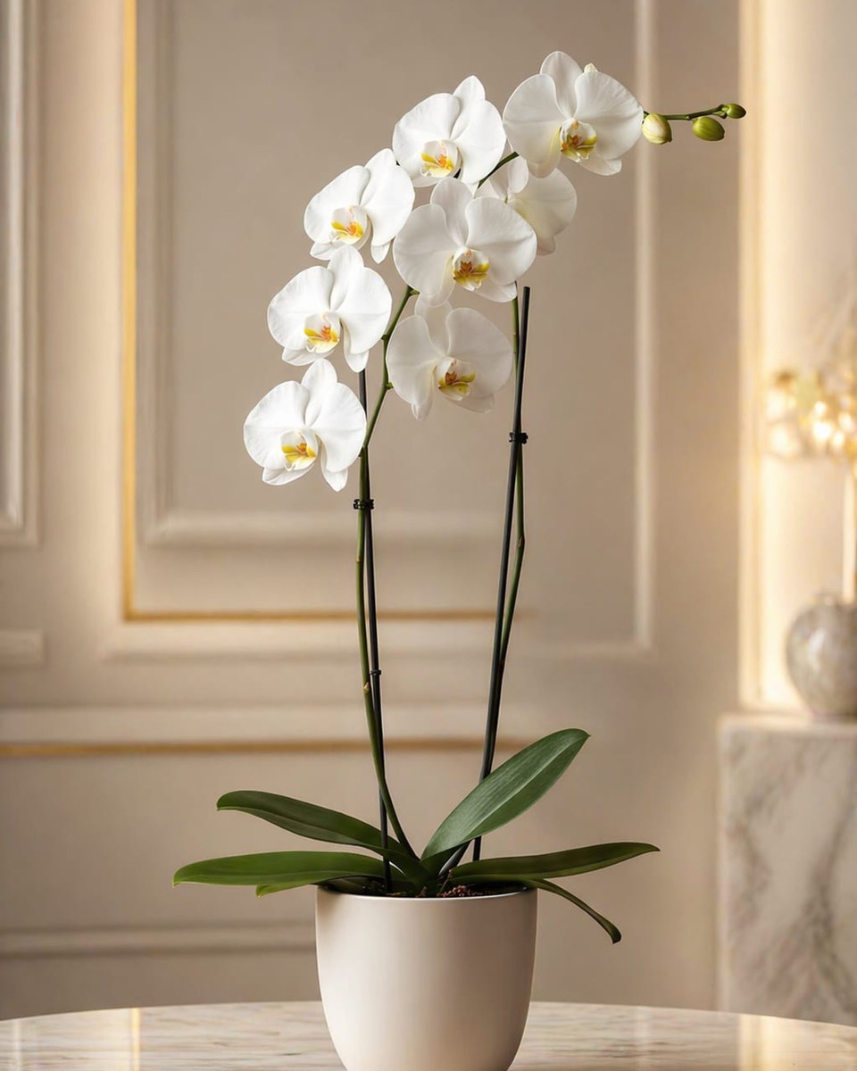 Pure Orchid white orchid plant by Flowers Tangier for luxury flower delivery in Tangier, same-day flower delivery Tangier, and send flowers to Tangier